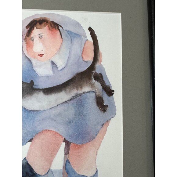 Erika Oller  Print Lady With Black Cat Framed - Picture 2 of 8
